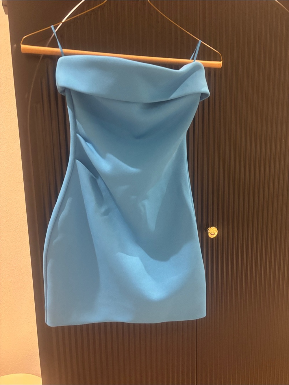 Babaton Sky Blue Strapless Mini Dress